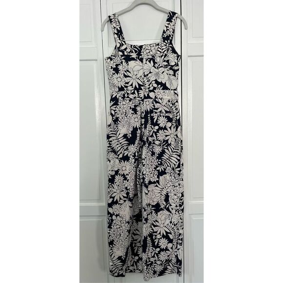 Boden Sleeveless Blue White Floral Linen Blend Amanda Jumpsuit US Size 4 UK 8 - Picture 3 of 12